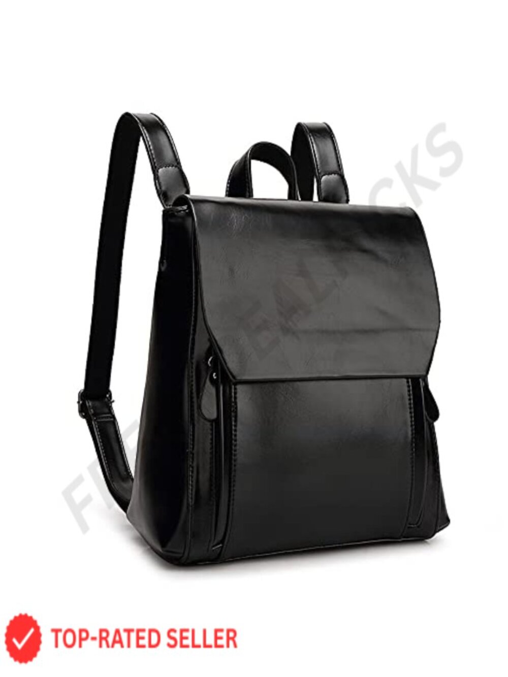 Vegan Oil Wax Leather Backpack for Women - Water Resistant, 2 Compartments,